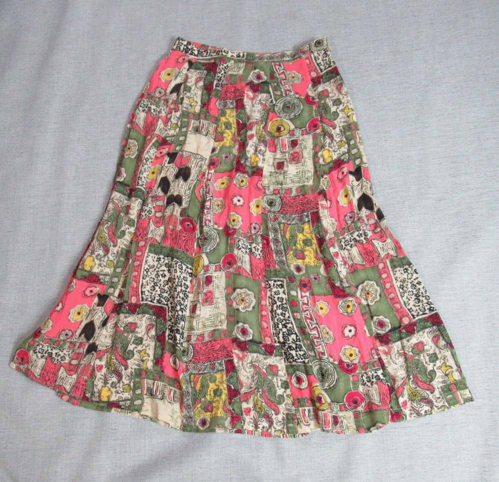 Sag Harbor Skirt Womens Size 6 Multicolor Boho Hipster Peasant Midi Flowy